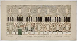 Udkast til freskerne i Viborg Domkirke. Væggene. Nordre sideskib og felterne over Triforierne by Joakim Skovgaard