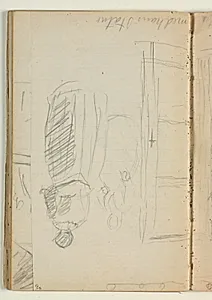 Udkast til "H.C. Andersen og Baronessen i Thorvaldsens Atelier paa Nysø" by Niels Larsen Stevns