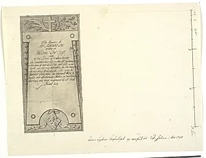 Udkast til ligsten med inskription for Mrs. Margaret Low. 1793.