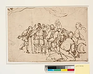Udkast til maleriet i Chr. IV's kapel i Roskilde "Chr. 4. på Trefoldigheden" by Wilhelm Marstrand