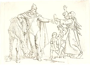 Udkast til Niels Ebbesen og den fattige kone by Lorenz Frølich
