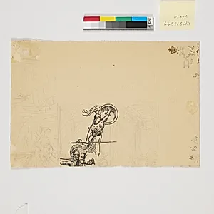 Udkast til øverste del af illustration til Pontoppidan, Odysseus rejser og eventyr by Niels Skovgaard