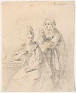 Udkast til portræt af kollegiedeputeret Frederik Carl Trant (1738-98) og hustru Cornelia, f. Schumacher by C.A. Lorentzen
