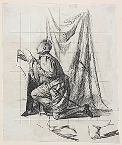 Udkast til raderingen "Den unge mand og Døden" by Carl Bloch