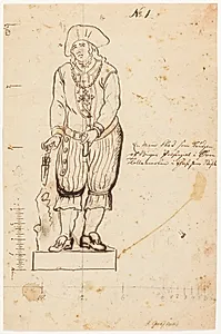 Udkast til sandstensfigur til Nordmandsdalen i Fredensborg slotspark by Johan Gottfried Grund