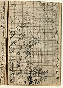 Udkast til "Skipper Klement ikaprer en Lybekker", kvadrering by Niels Larsen Stevns
