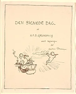 Udkast til titelblad med tre putti eller genier by Joakim Skovgaard