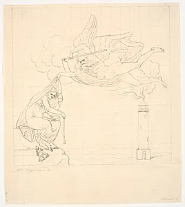 Udkast til titelkobber til P. Løvenørns Anviisning for de Seilende i Kattegattet by J.F. Clemens