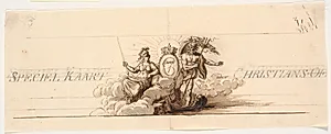 Udkast til titelvignet og prospekt til kort over Christiansø by J.F. Clemens