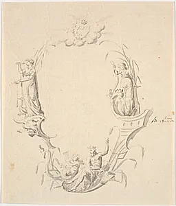 Udkast til titelvignet til et søkort (med teksten: Pass Kaart over Kattegattet, udg. af Søkortarkivet 1799)