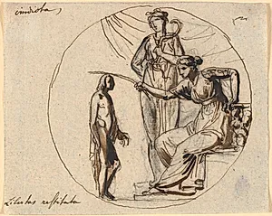 Udkast til tre figurer til Frigørelsesrelieffet på Frihedsstøtten by Nicolai Abildgaard