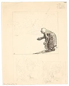 Udkast til "Vilderik Kongesøn og Miseri Mø" (f.o.) og "Den lille slange" (to forarbejder f.n.) by Niels Skovgaard
