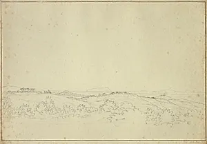 Udsigt fra Albanbjergene, i baggrunden Monte Circello. by C.W. Eckersberg