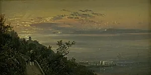 Udsigt fra højderne oven over Castellamare ved Napoli by J.C. Dahl