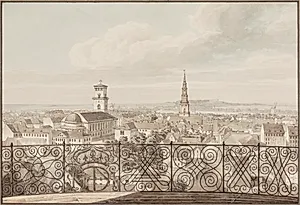 Udsigt fra Rundetårn over København til Frederiksberg Slot by H.G.F. Holm