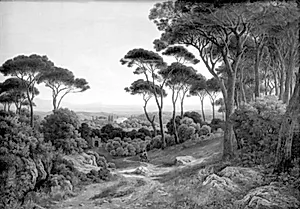 Udsigt fra Villa Barberini i Albano ved Campagnen til Monte Felice