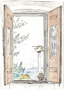 Udsigt gennem et vindue på Procida by Martinus Rørbye