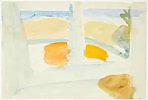 Udsigt gennem et vindue til en strand, Sydfrankrig by Edvard Weie