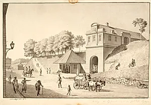 Udsigt langs volden mod Nørreport, set indefra by C.W. Eckersberg
