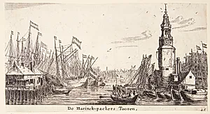 Udsigt mod De Haringpakkerstoren i Amsterdam by Reinier Zeeman