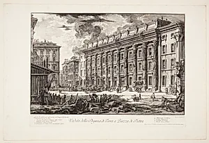 Udsigt mod Hadrianeum (det tidligere toldhus) på Piazza di Pietra by Giovanni Battista Piranesi