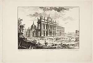 Udsigt mod kirken S. Giovani Laterano med Scala Santa t.h. by Giovanni Battista Piranesi