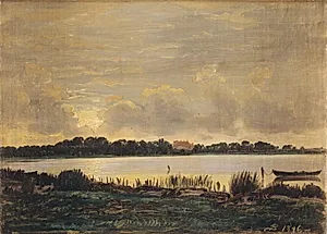 Udsigt mod Nysø over Præstø Fjord. Sommeraften