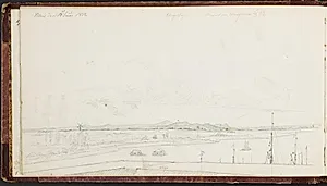 Udsigt mod Siebengebirge. Rhinlandskab by Martinus Rørbye