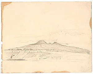 Udsigt mod Vesuv. T.v. i forgrunden Amfiteatret i Pompeji by L.A. Ring