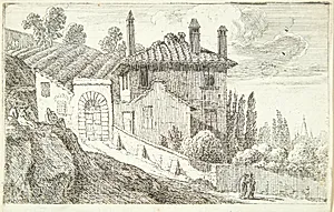 Udsigt over en italiensk villa by Herman van Swanevelt