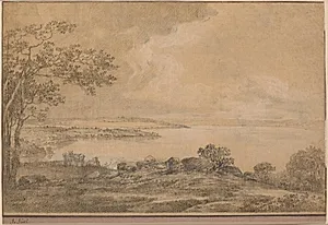 Udsigt over Esrum sø mod Fredensborg, set fra Plejelt by Jens Juel