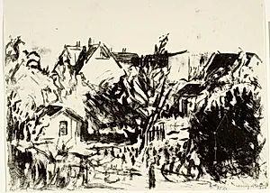 Udsigt over haver og huse by Henry Nielsen