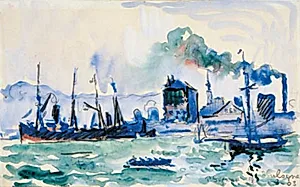 Udsigt over havnen i Boulogne-sur-Mer by Paul Signac