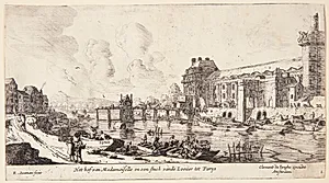 Udsigt over Louvre og Tuilerierne. Titelblad til "Udsigter fra Paris og omegn" by Reinier Zeeman