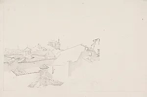 Udsigt over Roms tage med kirken San Andrea delle Fratte by Ditlev Blunck