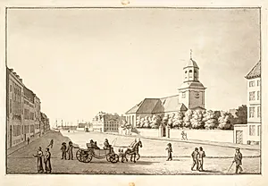 Udsigt over Sankt Annæ plads med Garnisonskirken by C.W. Eckersberg