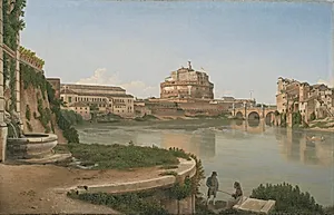 Udsigt over Tiberen fra Trastevere mod Engelsborg by C.W. Eckersberg