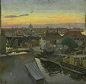 Udsigt over Wilders Plads på Christianshavn. Aften by Edvard Weie