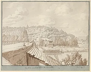 Udsigt ved Sevres over den gamle Seinebro mod parken i Saint Cloud, Paris by C.W. Eckersberg