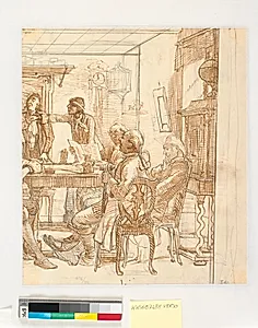 Udsnit af "Collegium politicum" (Den politiske kandestøber) by Wilhelm Marstrand