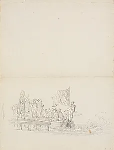 Udsnit af motivet fra recto: En parlamentar fra den engelske flåde går i land 1801 by C.A. Lorentzen