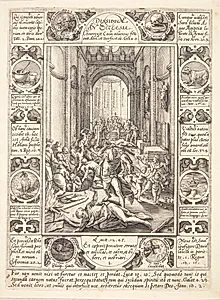 Uenighed i kirken by Hendrick Goltzius