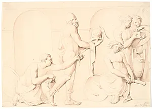 Ulysses der opdager Achilles mellem Lycomedes´ døtre by Nicolai Abildgaard