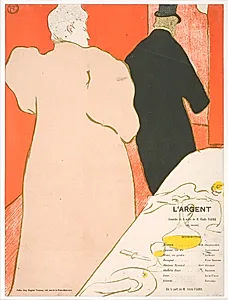 Un Moniseur et une Dame, Programme pour L'Argent by Henri de Toulouse-Lautrec