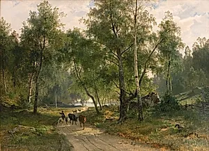 Under birkene. Motiv fra Mälaren by Edvard Bergh