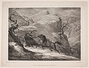 Une scène du passage du mont St. Bernard