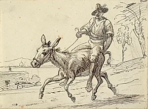 Ung fyr rider på et æsel by Wilhelm Marstrand