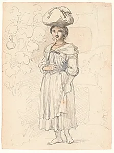 Ung italienerinde, stående by Wilhelm Marstrand