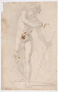 Ung mand stående med en stav by Agostino Melissi