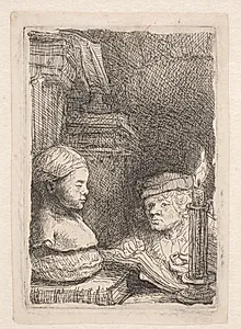 Ung mand tegner en gipsbuste by Rembrandt van Rijn